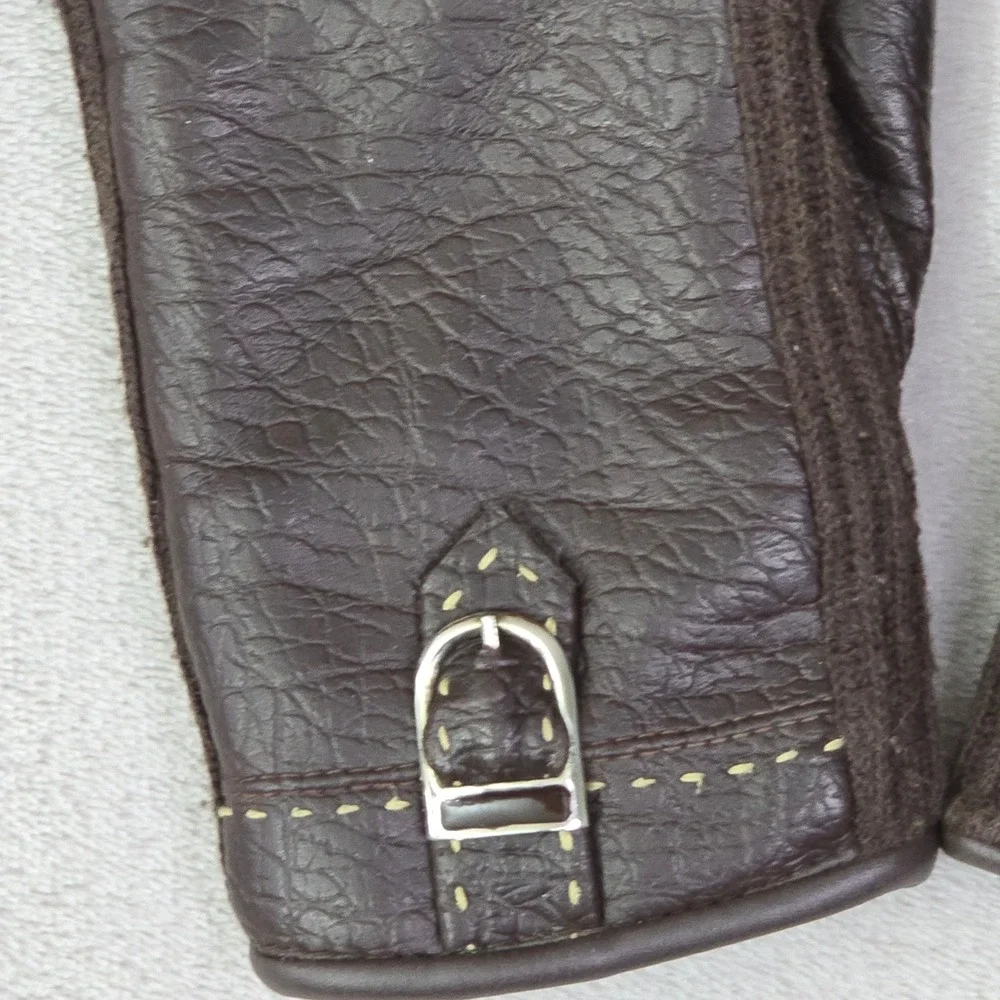 Vintage Van Raalte Brown Gloves‎ Wool Lined Buckle Wrist Size A Small 1960s